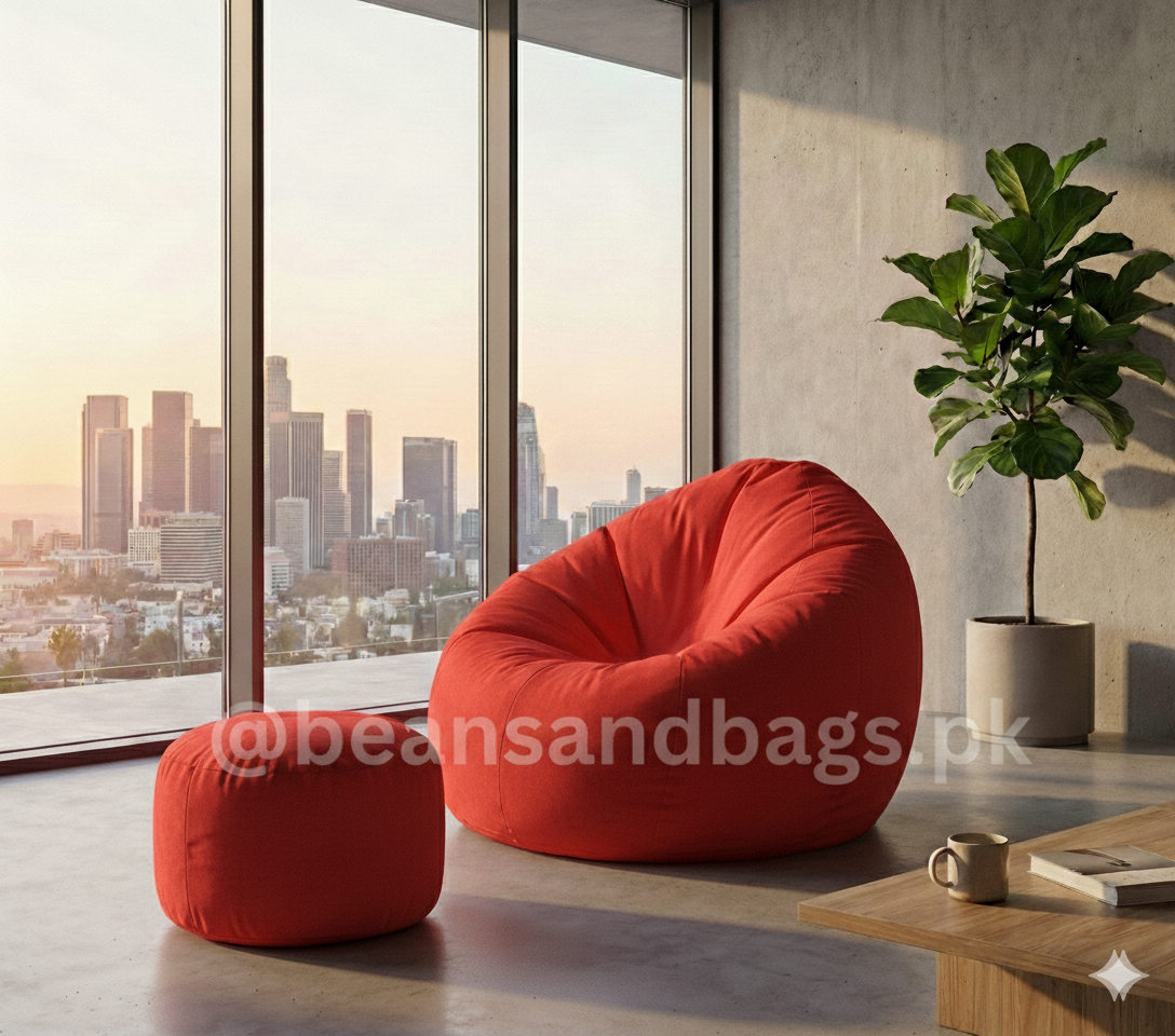 Parachute Bean Bag - Solid Color - Red (with free foot stool)