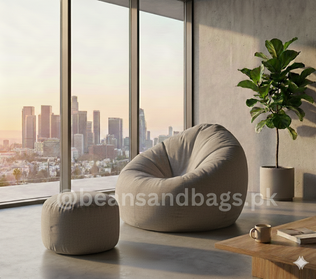 Parachute Bean Bag - Solid Color - Grey (with free foot stool)