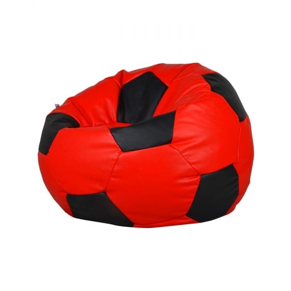 Red And Black Football Beanbag with footrest