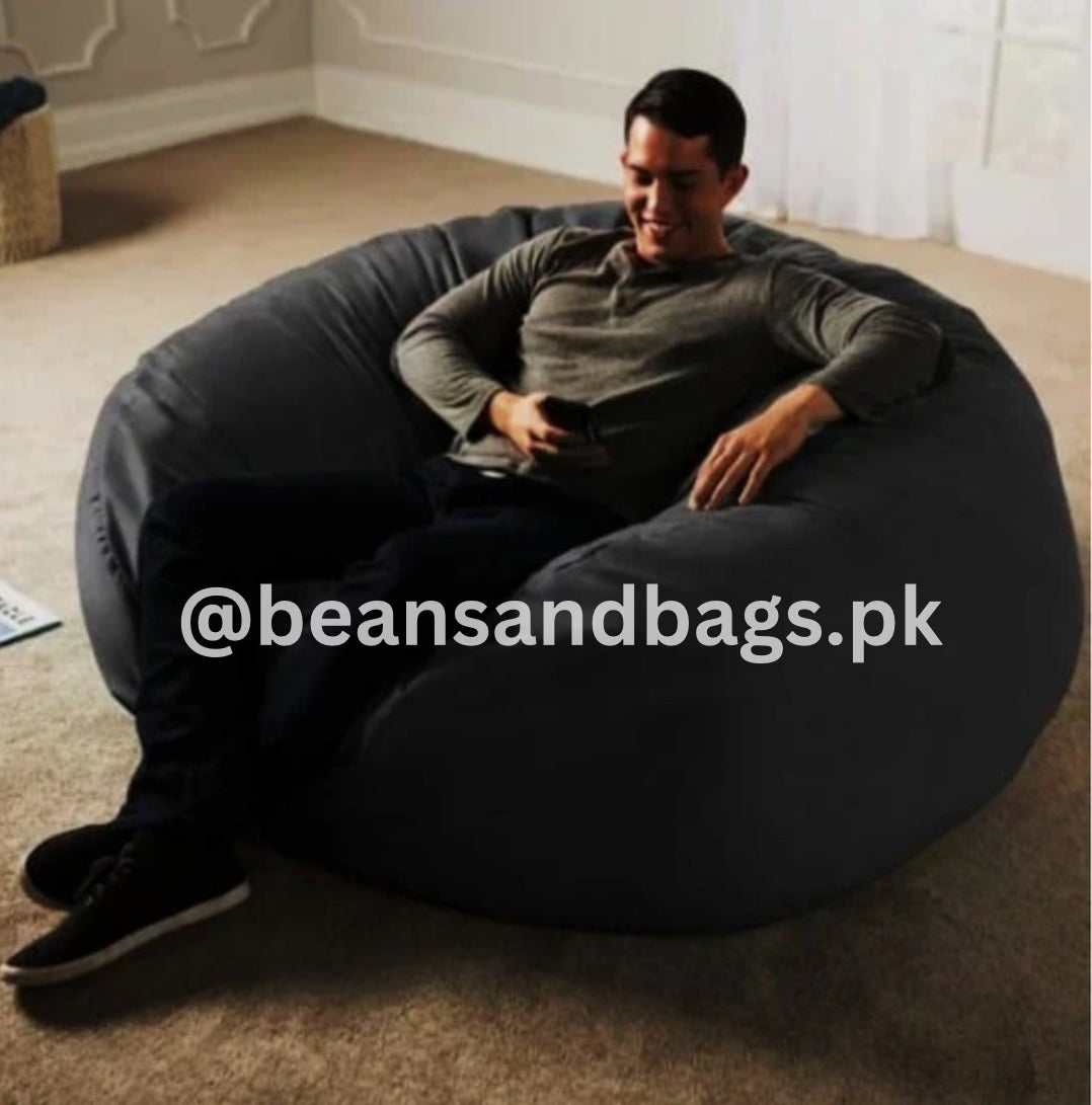 Giant bean bag - Solid Color - Black - With free foot stool