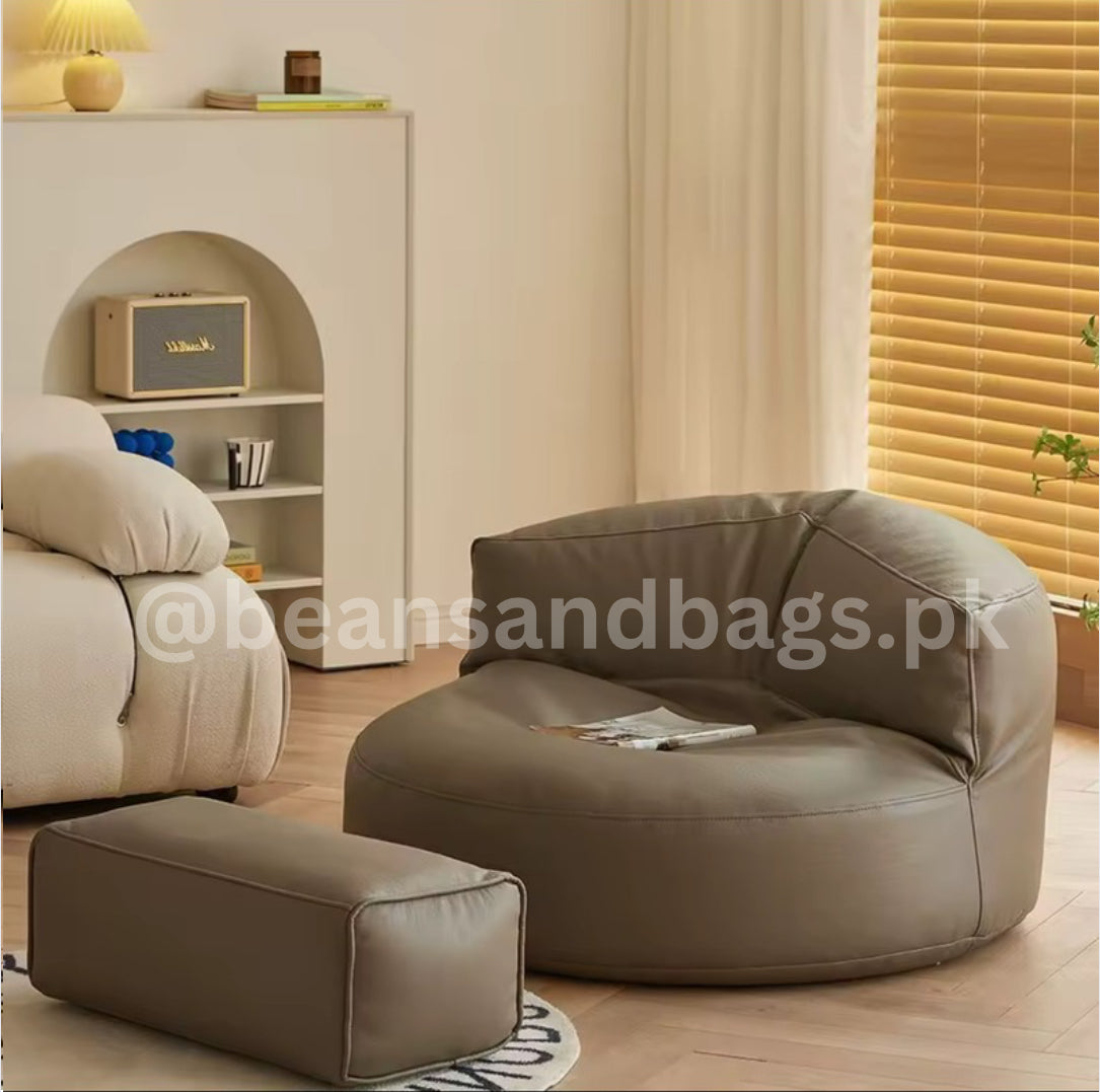 The leather Loaf Bean bag chair with 2 free footstools