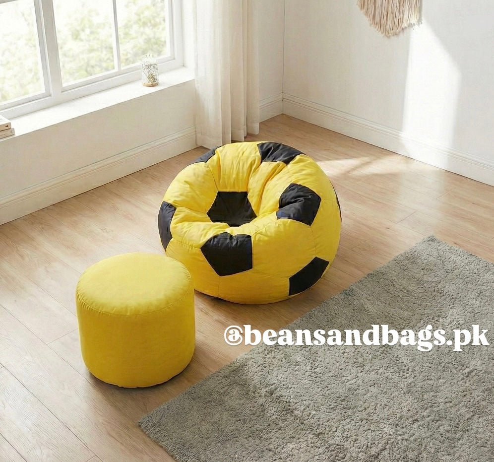 Yellow and Black Football Beanbag Parachute ( free footstool included)