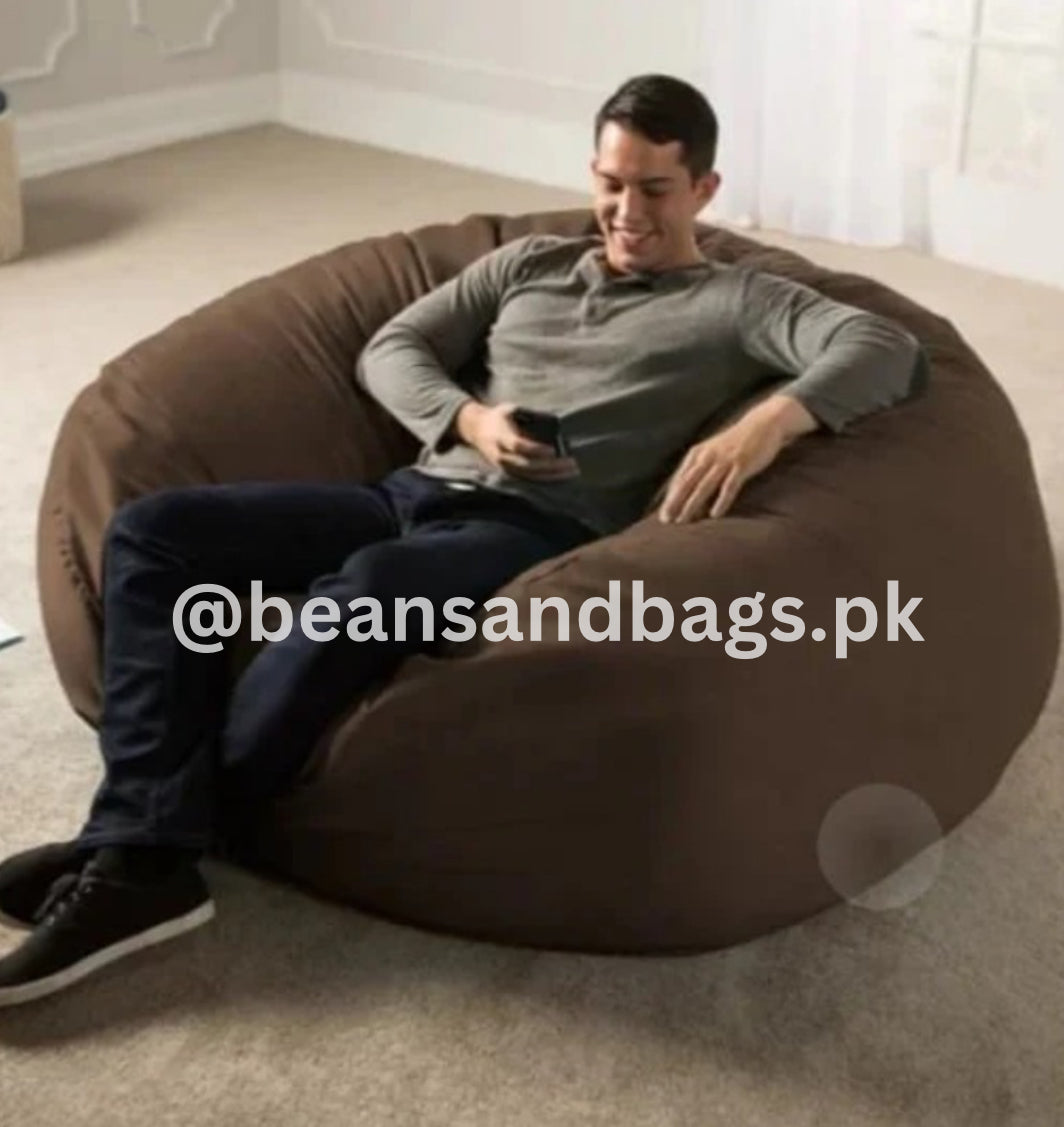 Giant bean bag - Solid Color - Brown - with free footstool