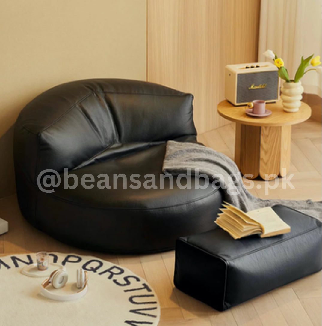 The leather Loaf Bean bag chair with 2 free footstools