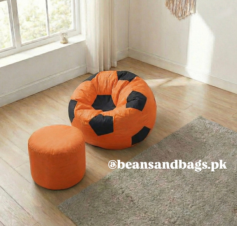 Orange and Black Football Beanbag Parachute ( free footstool included)