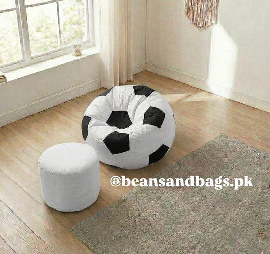 White And Black Football Beanbag