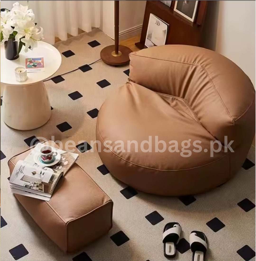 The leather Loaf Bean bag chair with 2 free footstools