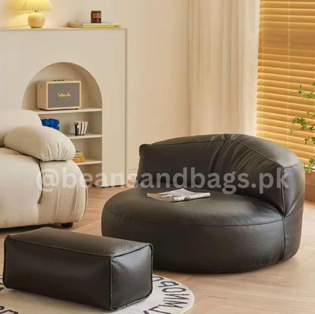 The leather Loaf Bean bag chair with 2 free footstools