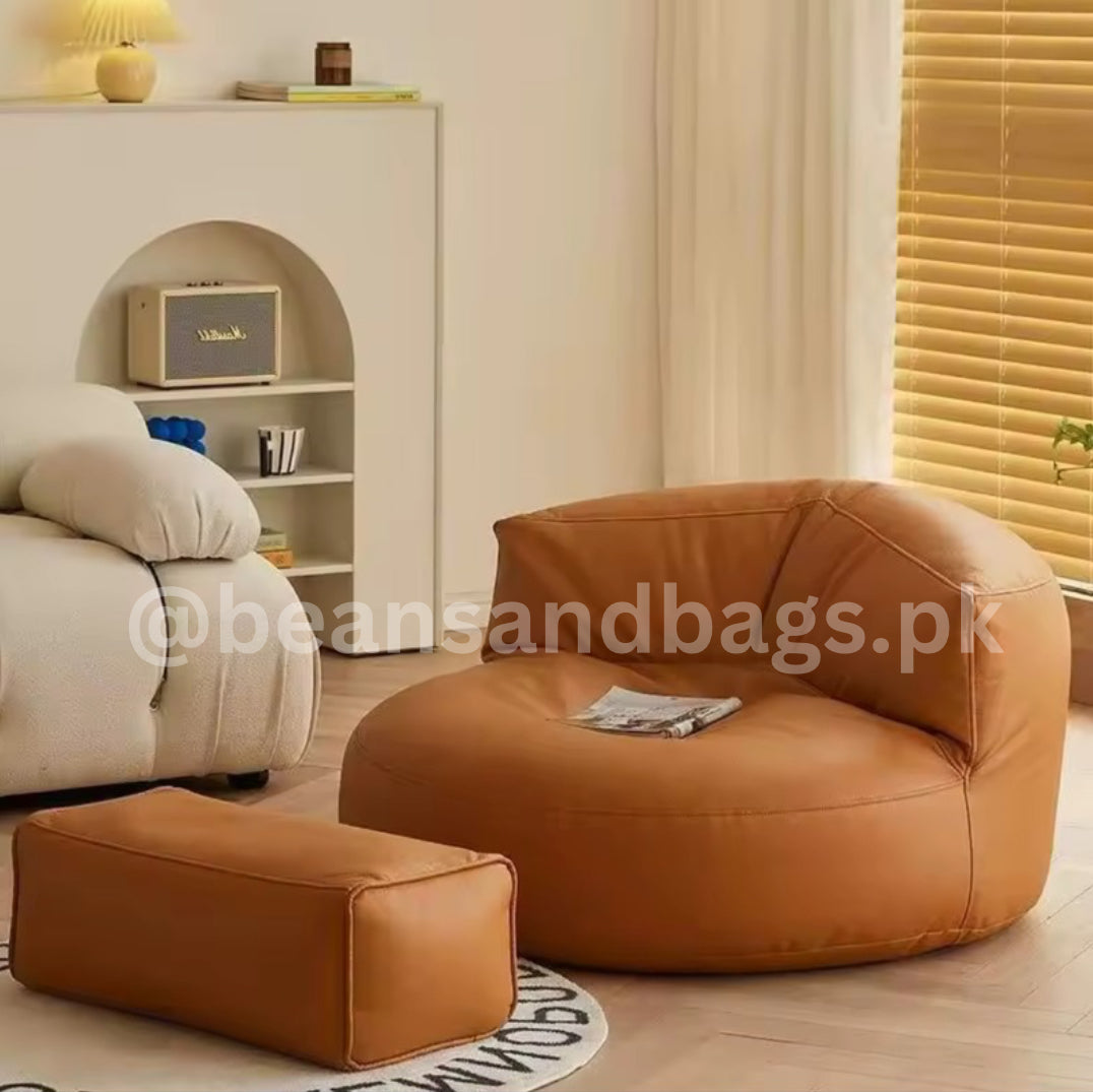 The leather Loaf Bean bag chair with 2 free footstools