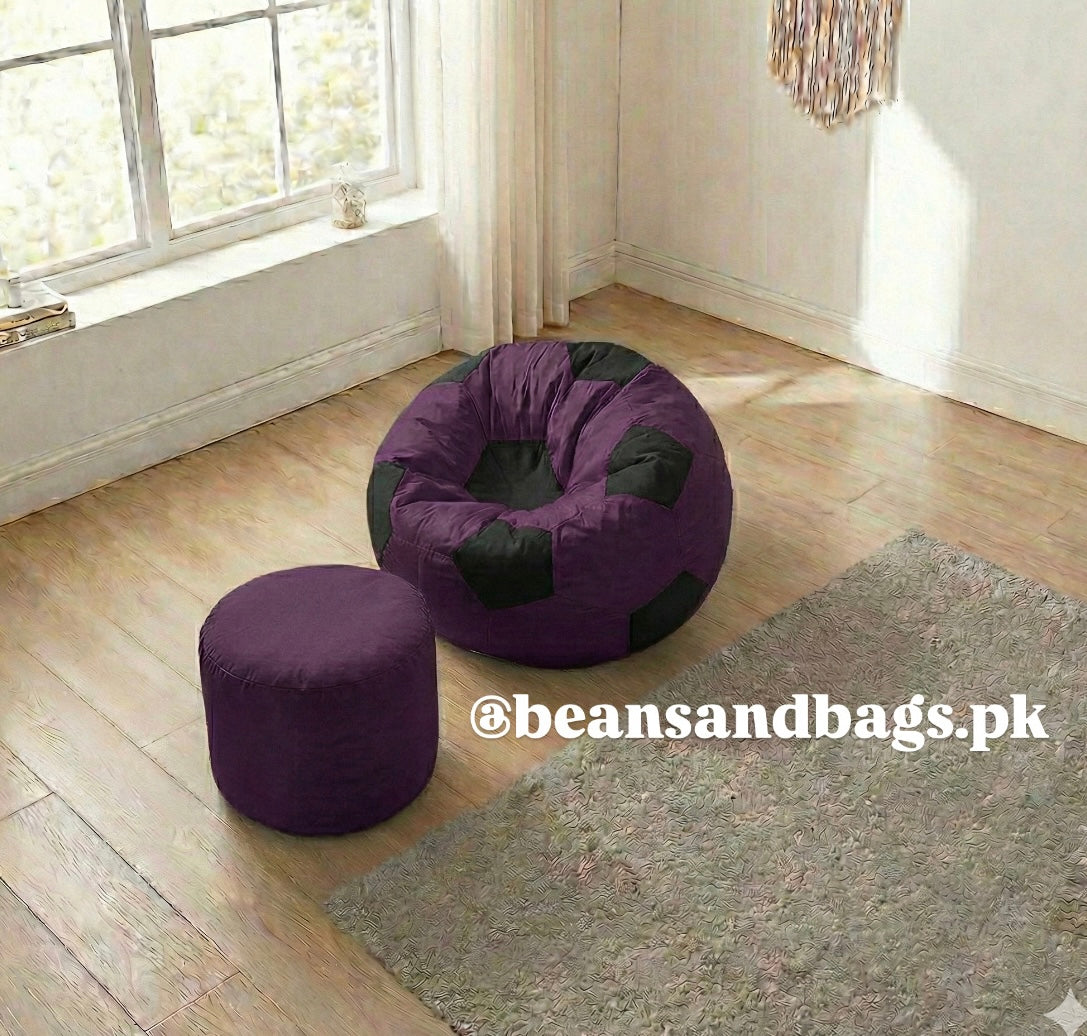 Purple and Black Football Beanbag Parachute ( free footstool included)