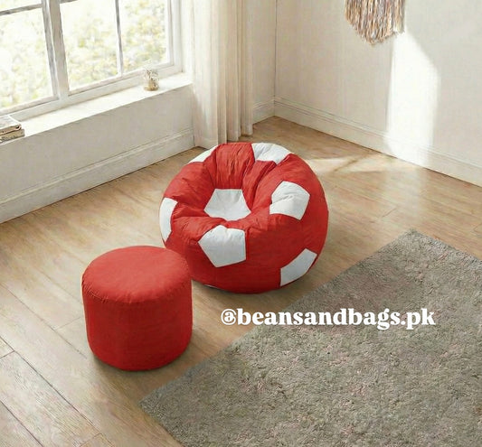 Red and White Football Beanbag Parachute ( free footstool included)