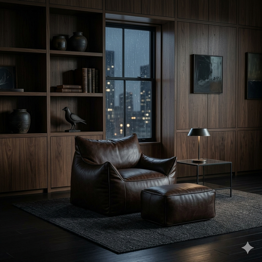 The Foundry Lounge Leather Armchair with free ottoman