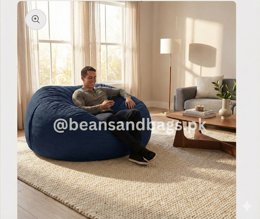 Giant bean bag - Solid Color - Navy blue - with free footstool