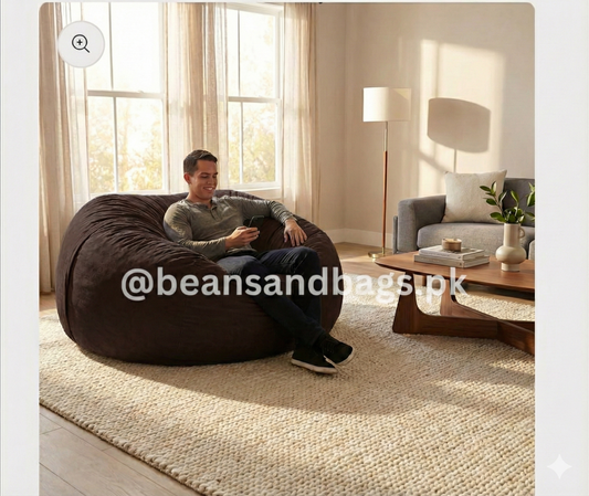 Giant bean bag - Solid Color - Brown - with free footstool