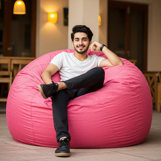 Giant bean bag - Solid Color - Pink- with free footstool